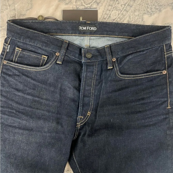 Tom Ford Japanese Selvedge Raw Slim Fit Jeans- dark blue size 34 - Picture 1 of 12